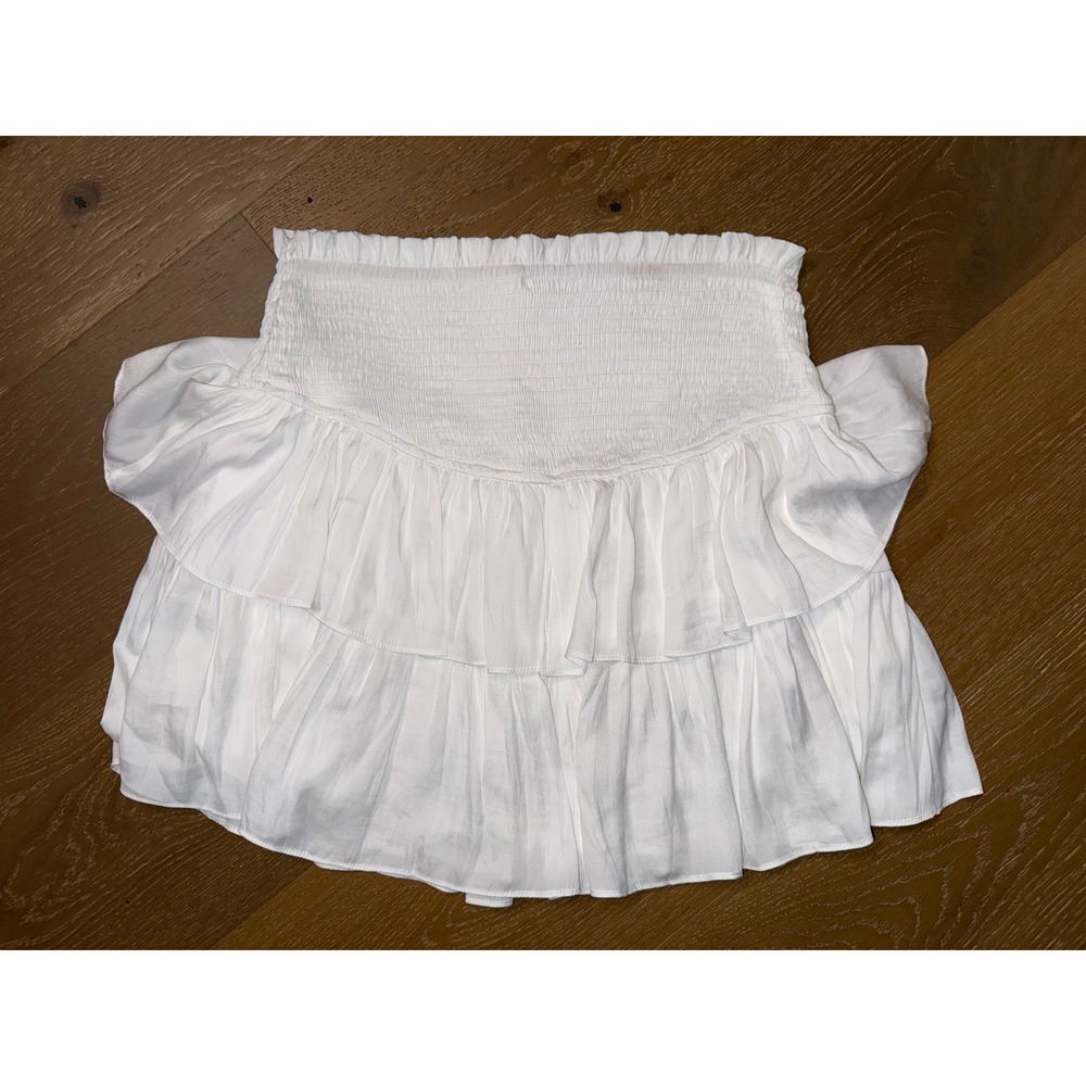 Ee:some White Smocked Tiered Ruffle Mini Skort Large Boho Summer Skirt Shorts - Picture 6 of 6